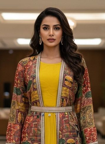 GOWN WITH JACKET & BELT - Catalog # 68167 (Set of 4 Indo-Western Outfits)