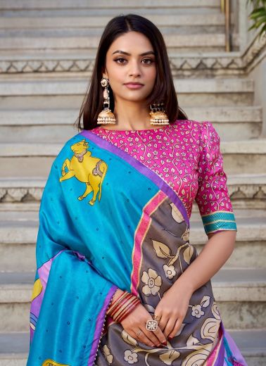 LAVENDER & PINK - Catalog # 68173 (Set of 2 Semi-Stitched Lehengas)