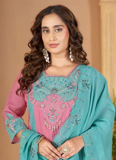 CHANDERI THREADS - Catalog # 68219 (Set of 4 Readymade Salwar Suits)