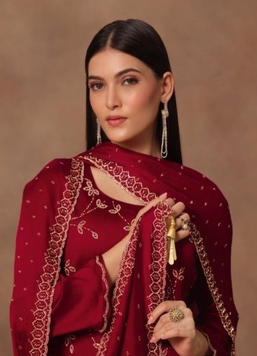 ICONIC SATIN CHIFFON - Catalog # 68229 (Set of 6 Readymade Salwar Suits)