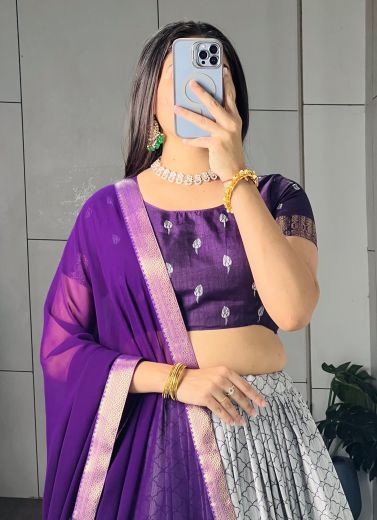 TUSSE KHICHU - Catalog # 68289 (Set of 4 Semi-Stitched Lehengas)