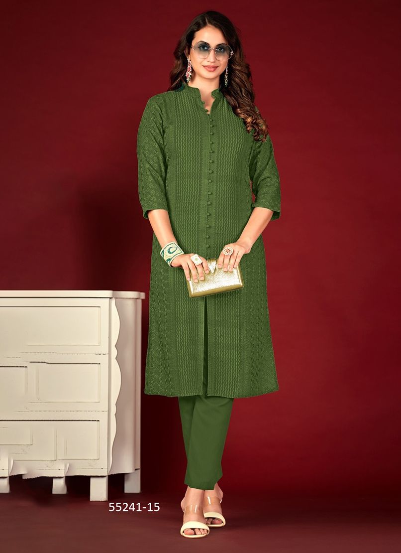 CHIKANKARI - CATALOG # 55241 (SET OF 4 SIZE-SETS [READYMADE KURTIS])