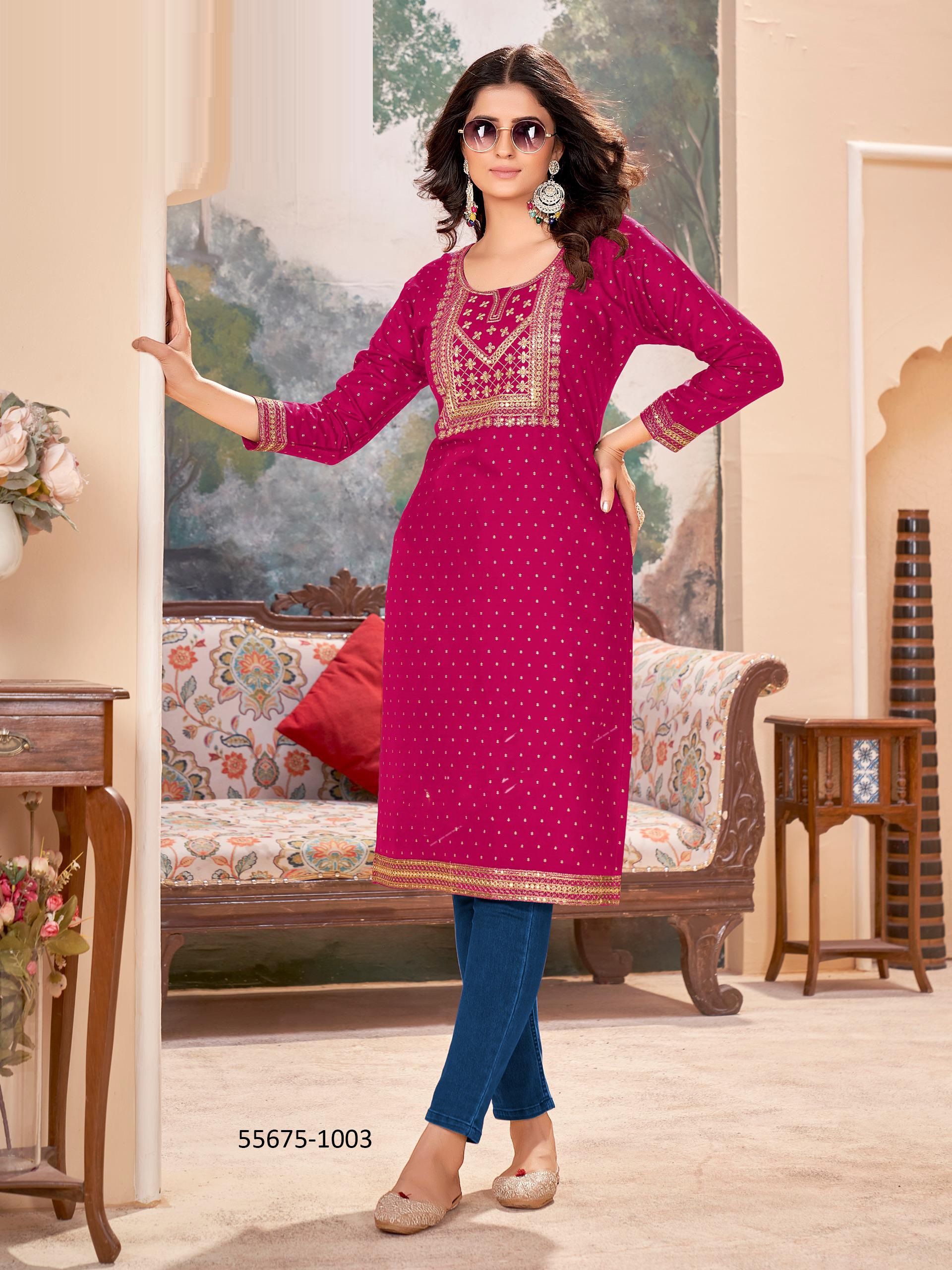 KAMALA - CATALOG # 55675 (SET OF 8 SIZE-SETS [READYMADE KURTIS])