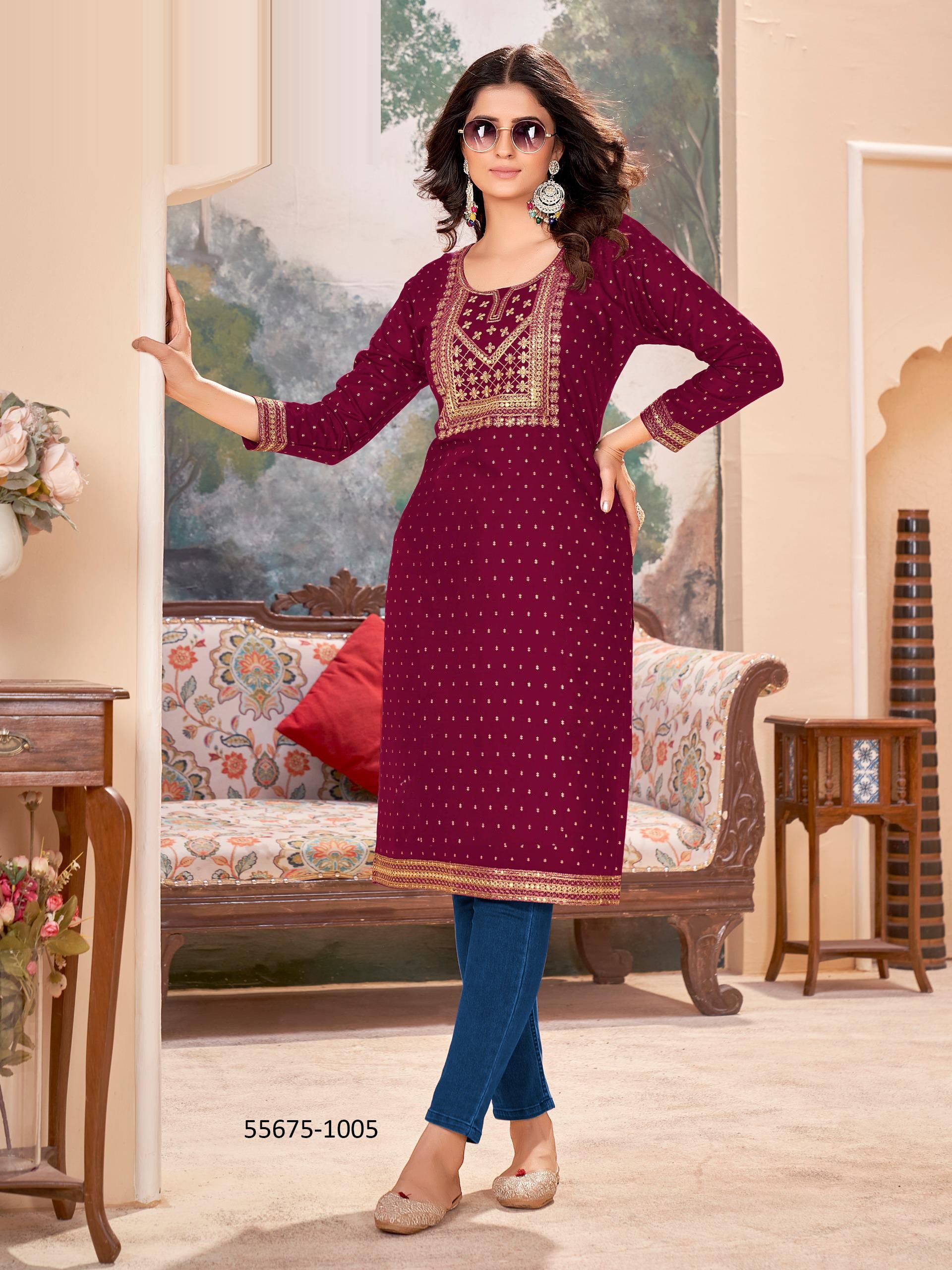 KAMALA - CATALOG # 55675 (SET OF 8 SIZE-SETS [READYMADE KURTIS])