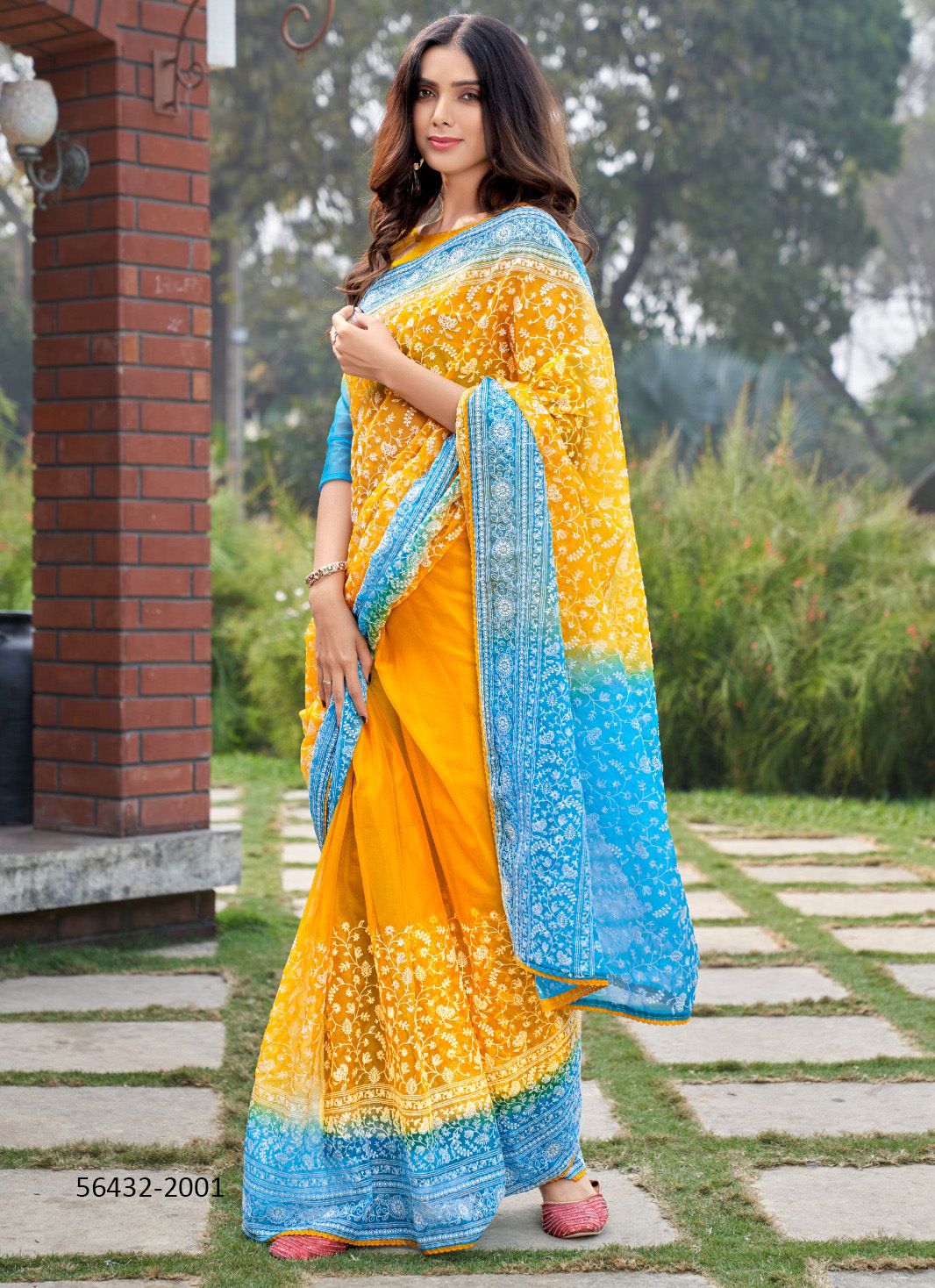 SRIVANI CHIKANKARI - CATALOG # 56432 (SET OF 3 SAREES) SRIVANI CHIKANKARI - CATALOG # 56432 (SET OF 3 SAREES)