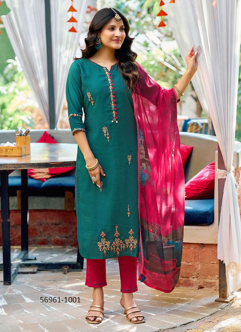 KHOOBSURAT - Catalog # 56961 (Set of 6 Readymade Salwar Suits) by Brand MITTOO KHOOBSURAT - Catalog # 56961 (Set of 6 Readymade Salwar Suits) by Brand MITTOO