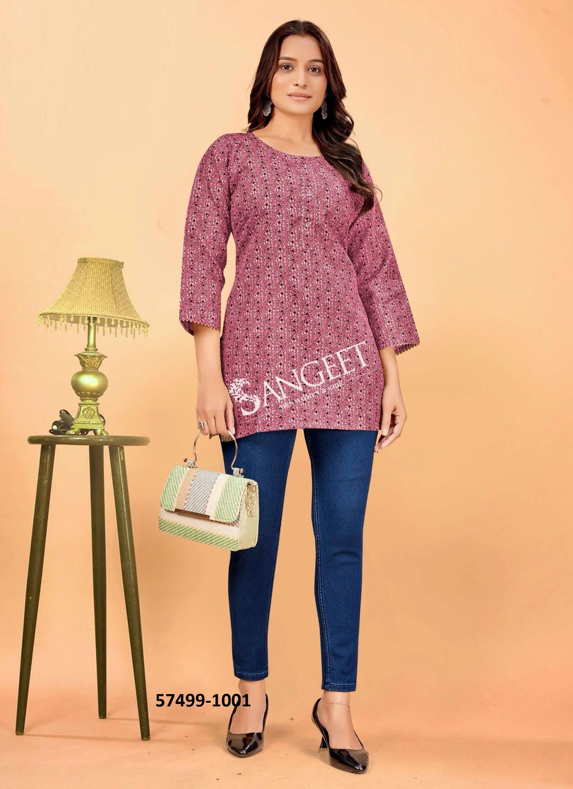 MISRI - Catalog # 57499 (Set of 4 Readymade Women's Kurtis / Tops) by Brand SANGEET MISRI - Catalog # 57499 (Set of 4 Readymade Women's Kurtis / Tops) by Brand SANGEET