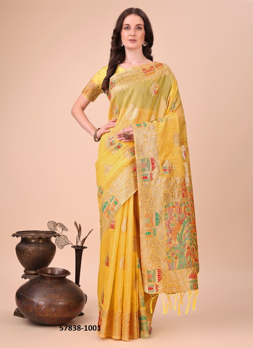 LINEN WEAVES - Catalog # 57838 (Set of 4 Sarees) by Brand STROLLAY ® LINEN WEAVES - Catalog # 57838 (Set of 4 Sarees) by Brand STROLLAY ®