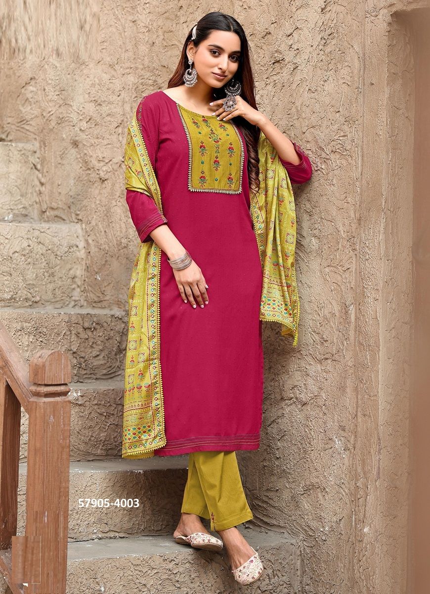 CHAND - Catalog # 57905 (Set of 6 Readymade Salwar Suits) by Brand MITTOO CHAND - Catalog # 57905 (Set of 6 Readymade Salwar Suits) by Brand MITTOO