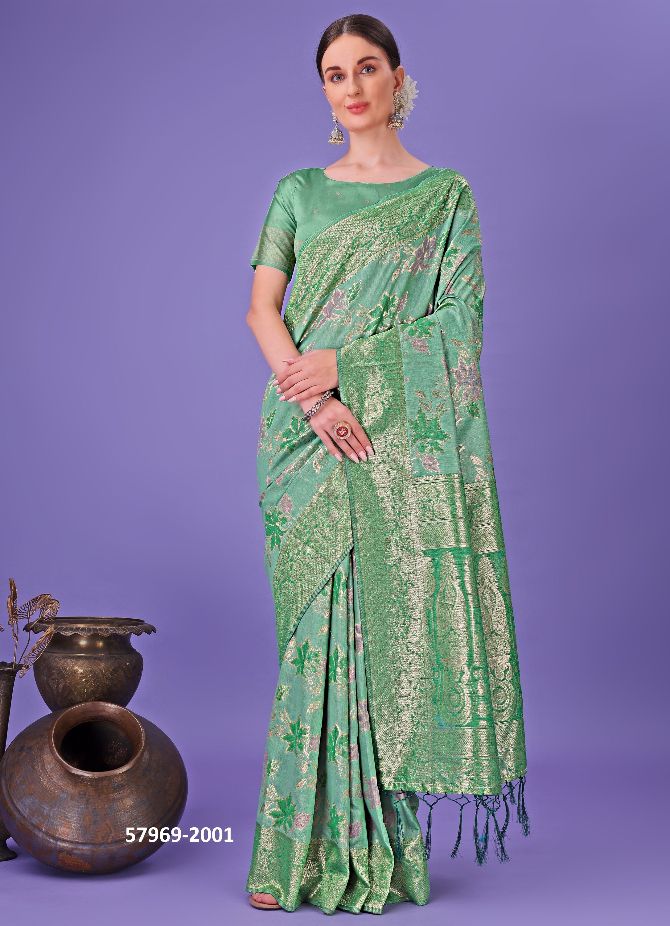 FLORAL STYLE 2 - Catalog # 57969 (Set of 7 Sarees) by Brand STROLLAY ® FLORAL STYLE 2 - Catalog # 57969 (Set of 7 Sarees) by Brand STROLLAY ®