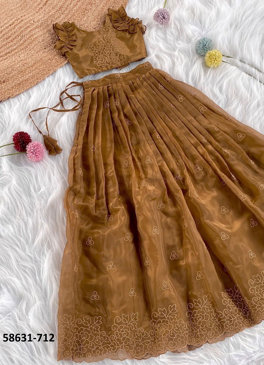 KIDS SERIES 711-712 - Catalog # 58631 (Set of 2 Readymade Lehengas) by Brand DESI MUSE