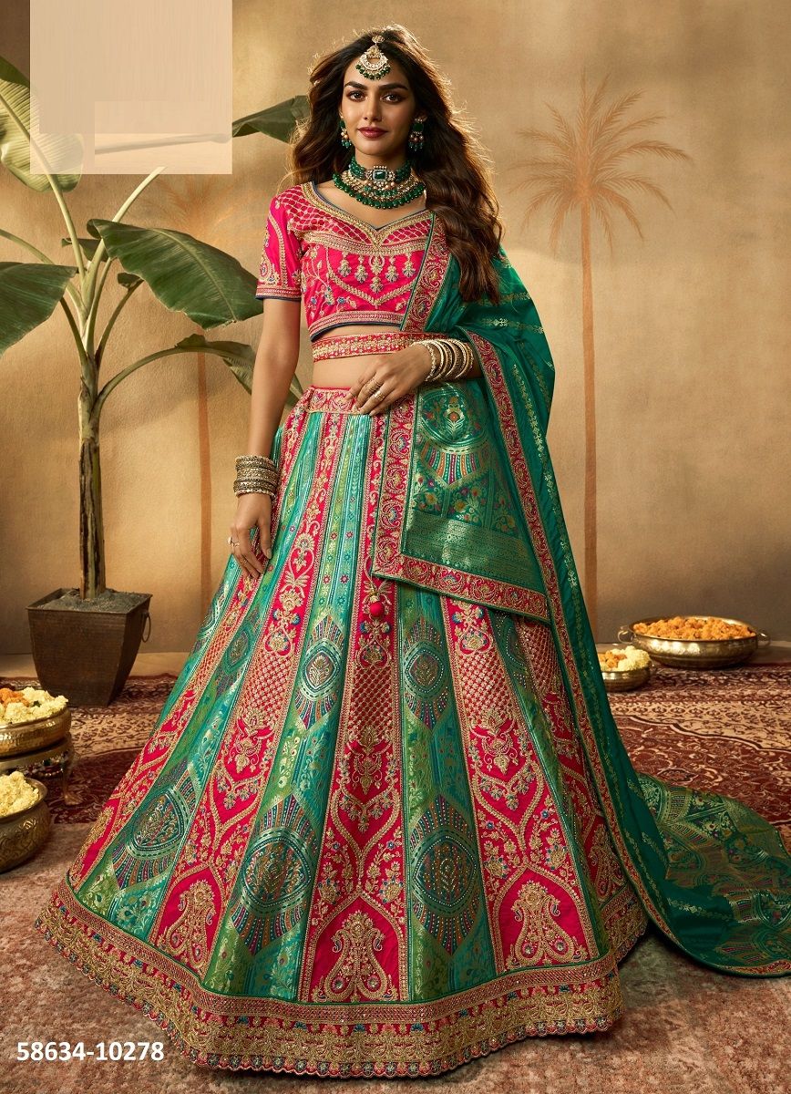 VRINDAVAN 53 - Catalog # 58634 (Set of 6 Semi-Stitched Lehengas) by Brand ROYAL VIRASAT VRINDAVAN 53 - Catalog # 58634 (Set of 6 Semi-Stitched Lehengas) by Brand ROYAL VIRASAT