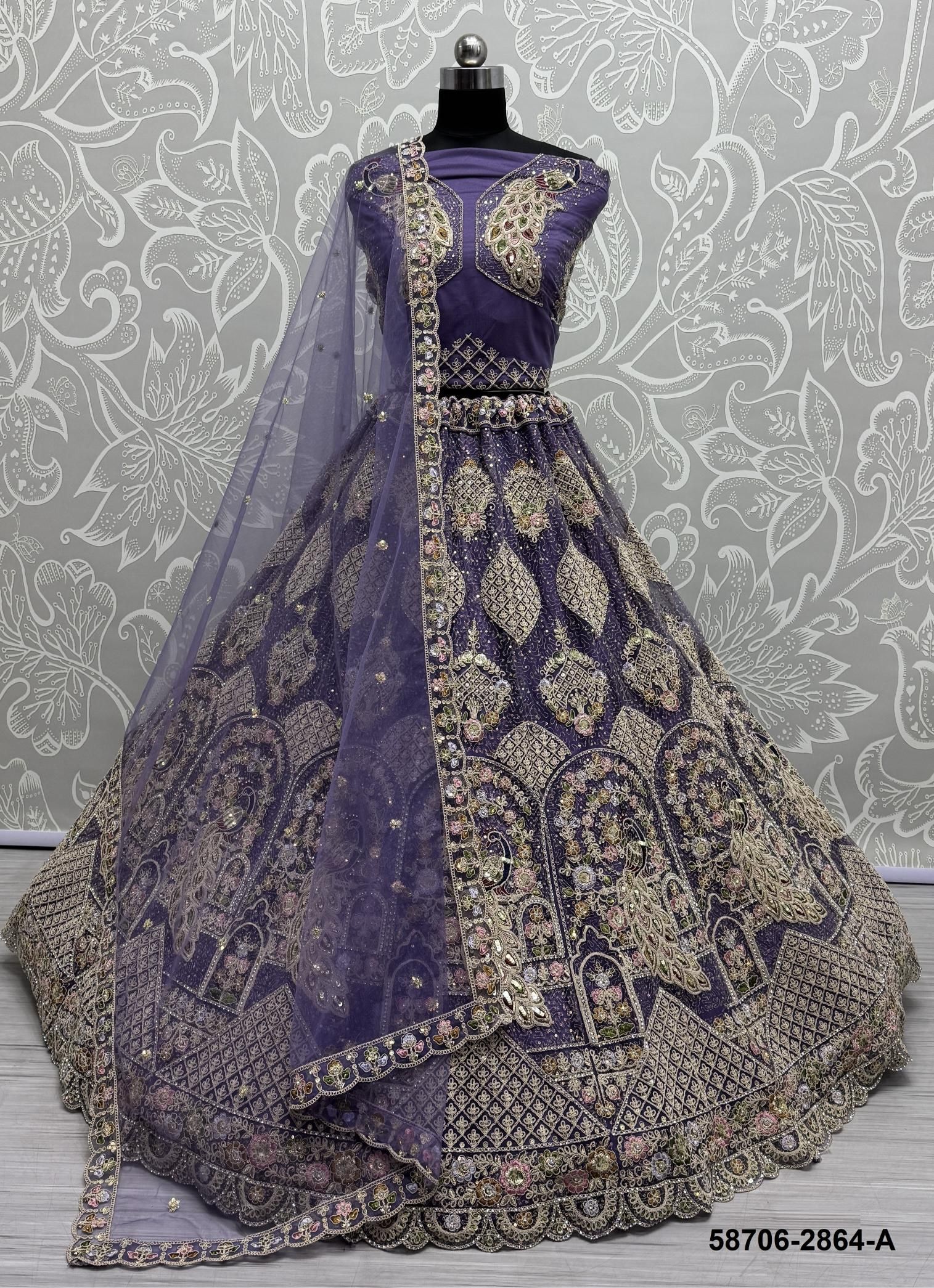 SERIES 2864 - Catalog # 58706 (Set of 5 Semi-Stitched Lehengas) by Brand DESI MUSE SERIES 2864 - Catalog # 58706 (Set of 5 Semi-Stitched Lehengas) by Brand DESI MUSE