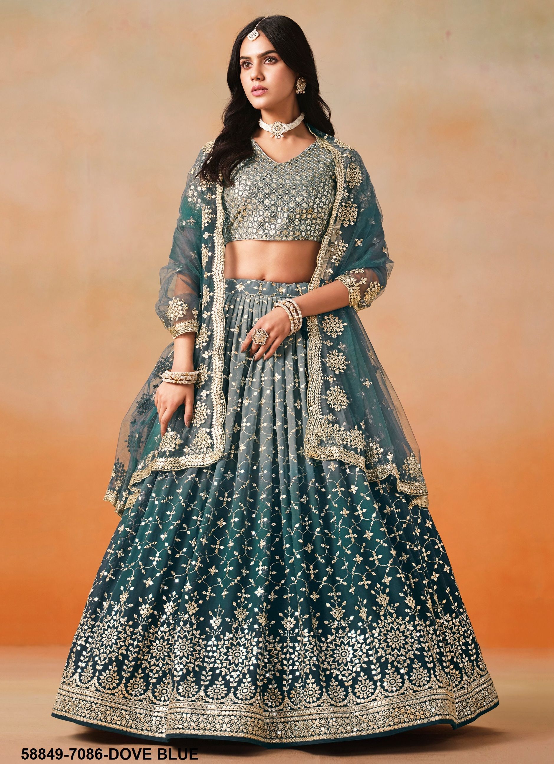 ELEGANCE - Catalog # 58849 (Set of 11 Semi-Stitched Lehengas) by Brand DESI MUSE