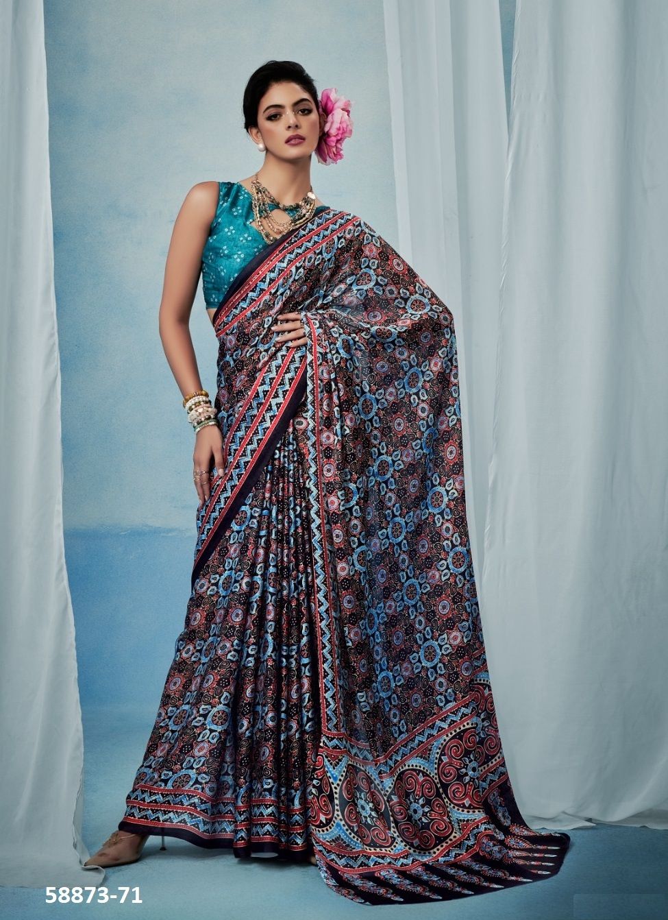 AJRAKH SILK - Catalog # 58873 (Set of 6 Sarees) by Brand RAJTEX FABRICS AJRAKH SILK - Catalog # 58873 (Set of 6 Sarees) by Brand RAJTEX FABRICS