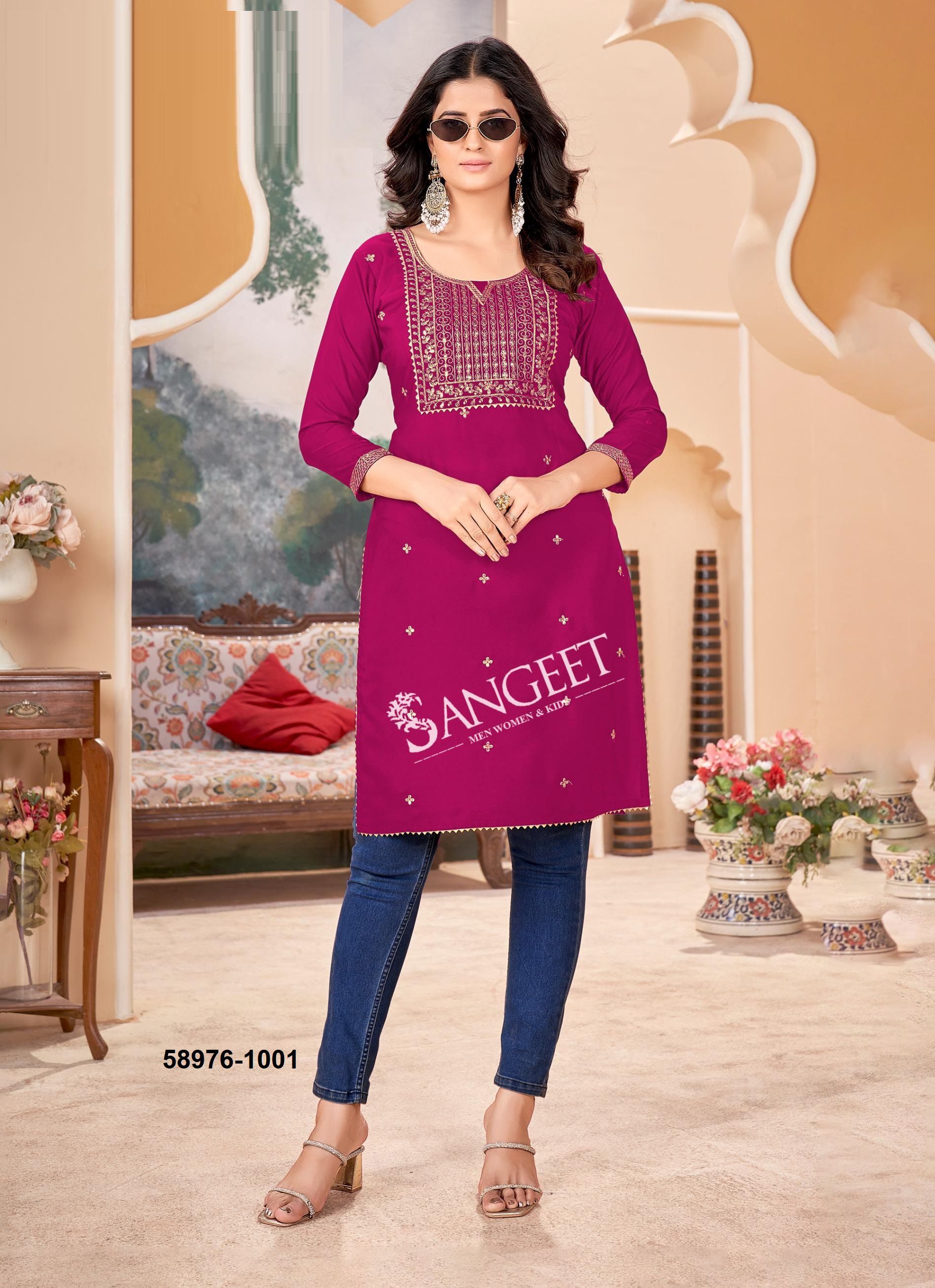 MALLIPOO 1 - Catalog # 58976 (Set of 6 Readymade Women's Kurtis / Tops) by Brand SANGEET MALLIPOO 1 - Catalog # 58976 (Set of 6 Readymade Women's Kurtis / Tops) by Brand SANGEET