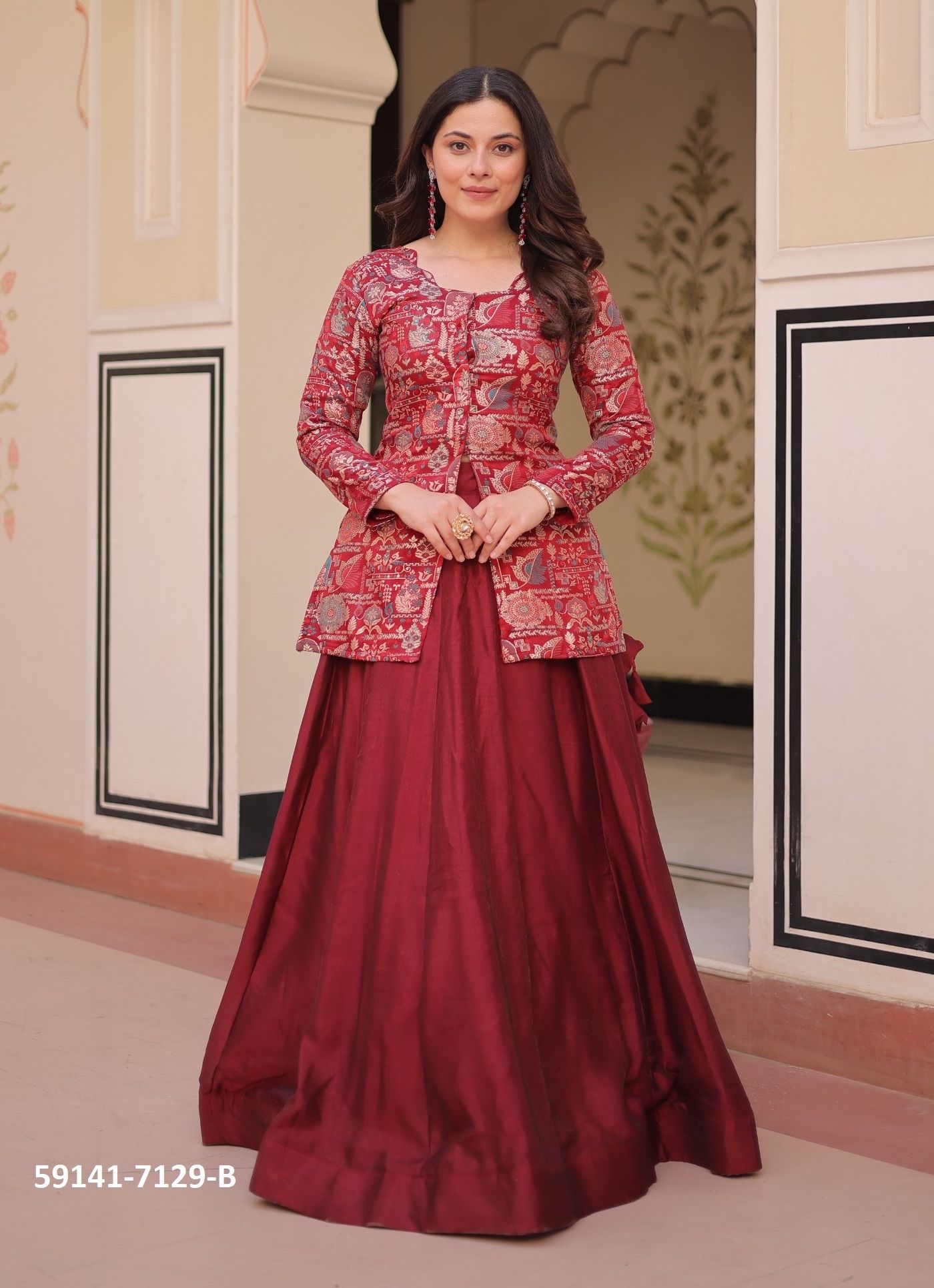 CHOLI & SKIRT SET 7129 - Catalog # 59141 (Set of 2 Readymade Lehengas) by Brand DESI MUSE CHOLI & SKIRT SET 7129 - Catalog # 59141 (Set of 2 Readymade Lehengas) by Brand DESI MUSE