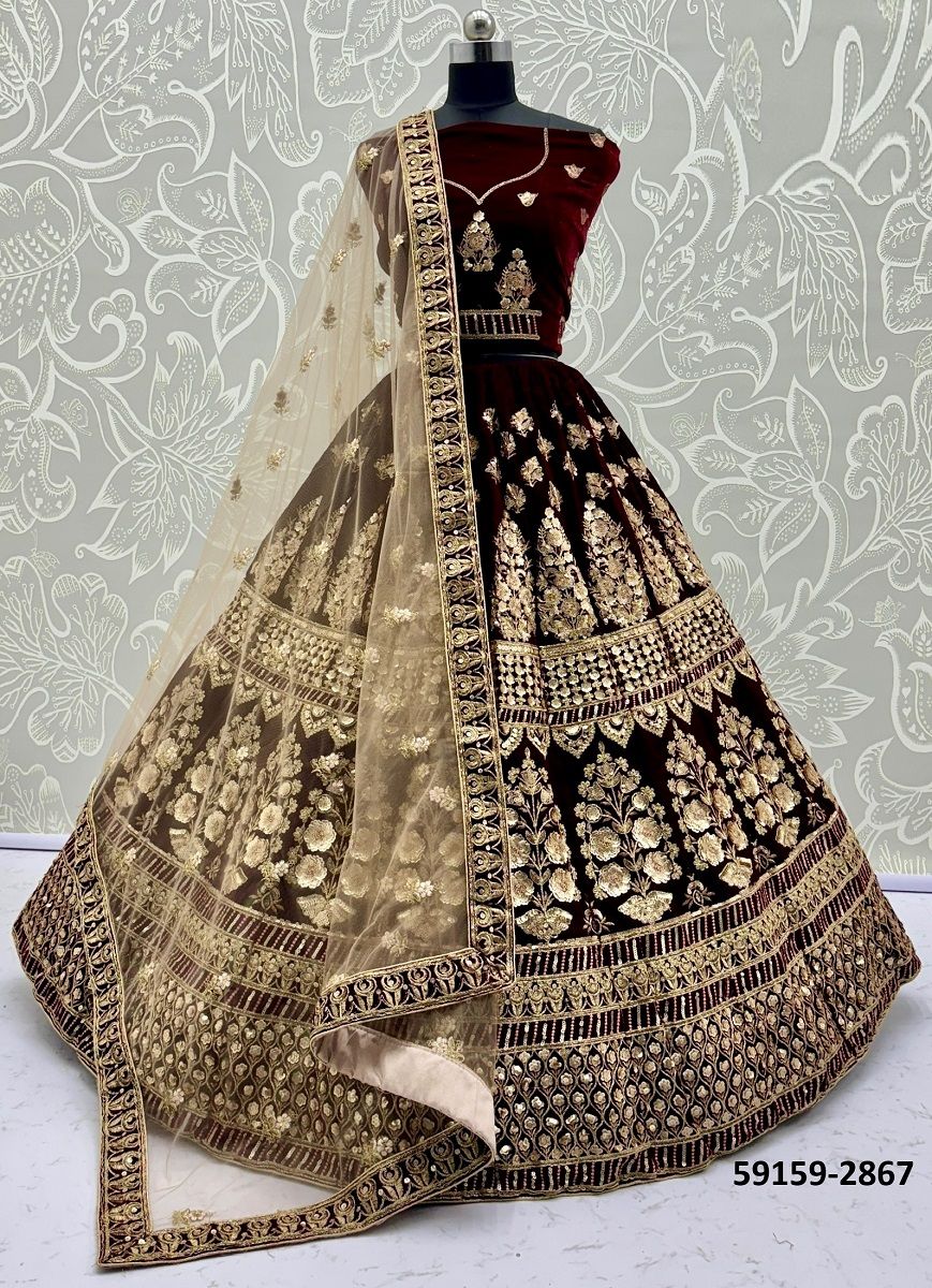SERIES 2867-2869 - Catalog # 59159 (Set of 3 Semi-Stitched Lehengas) by Brand DESI MUSE SERIES 2867-2869 - Catalog # 59159 (Set of 3 Semi-Stitched Lehengas) by Brand DESI MUSE