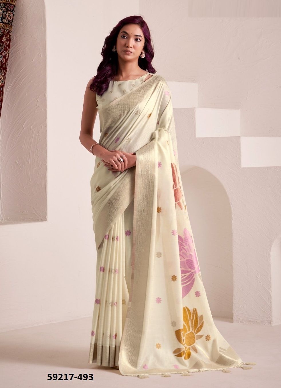 DYNAMIC SILK - Catalog # 59217 (Set of 6 Sarees) by Brand DESI MUSE