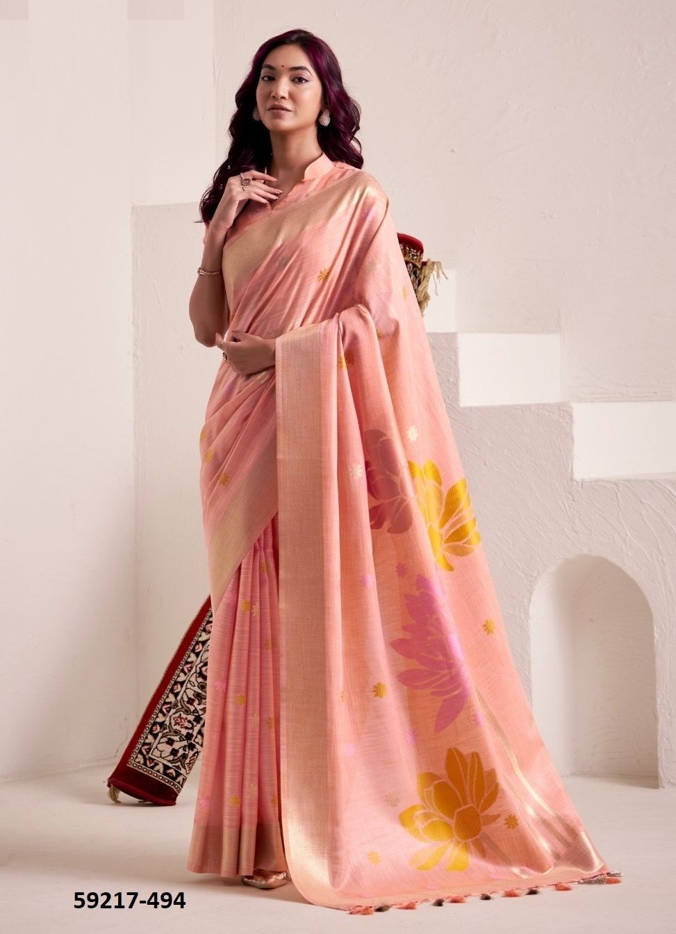 DYNAMIC SILK - Catalog # 59217 (Set of 6 Sarees) by Brand DESI MUSE
