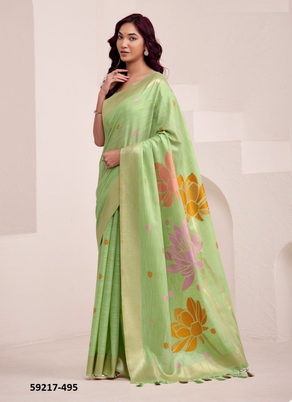 DYNAMIC SILK - Catalog # 59217 (Set of 6 Sarees) by Brand DESI MUSE