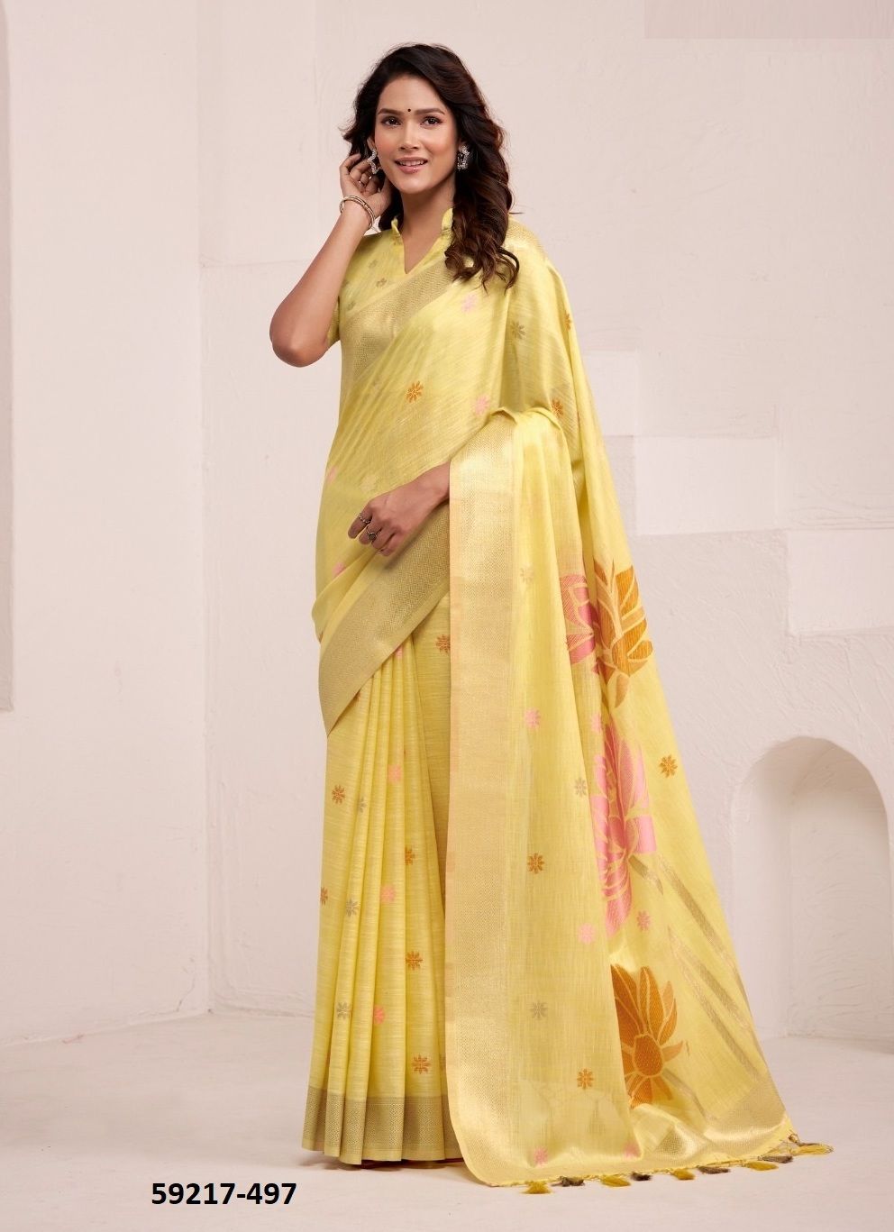 DYNAMIC SILK - Catalog # 59217 (Set of 6 Sarees) by Brand DESI MUSE