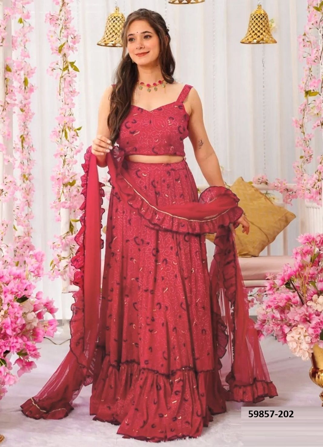VALLARI 2 - Catalog # 59857 (Set of 4 Readymade Lehengas) by Brand MEHERIYA