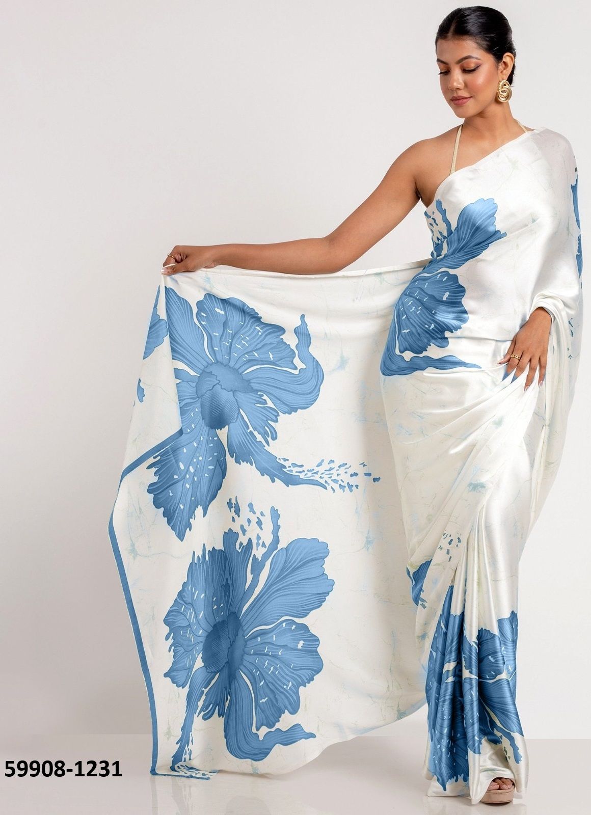 SUDHA SATIN FLORAL DIGITAL - Catalog # 59908 (Set of 6 Sarees) by Brand AABHARAN SUDHA SATIN FLORAL DIGITAL - Catalog # 59908 (Set of 6 Sarees) by Brand AABHARAN