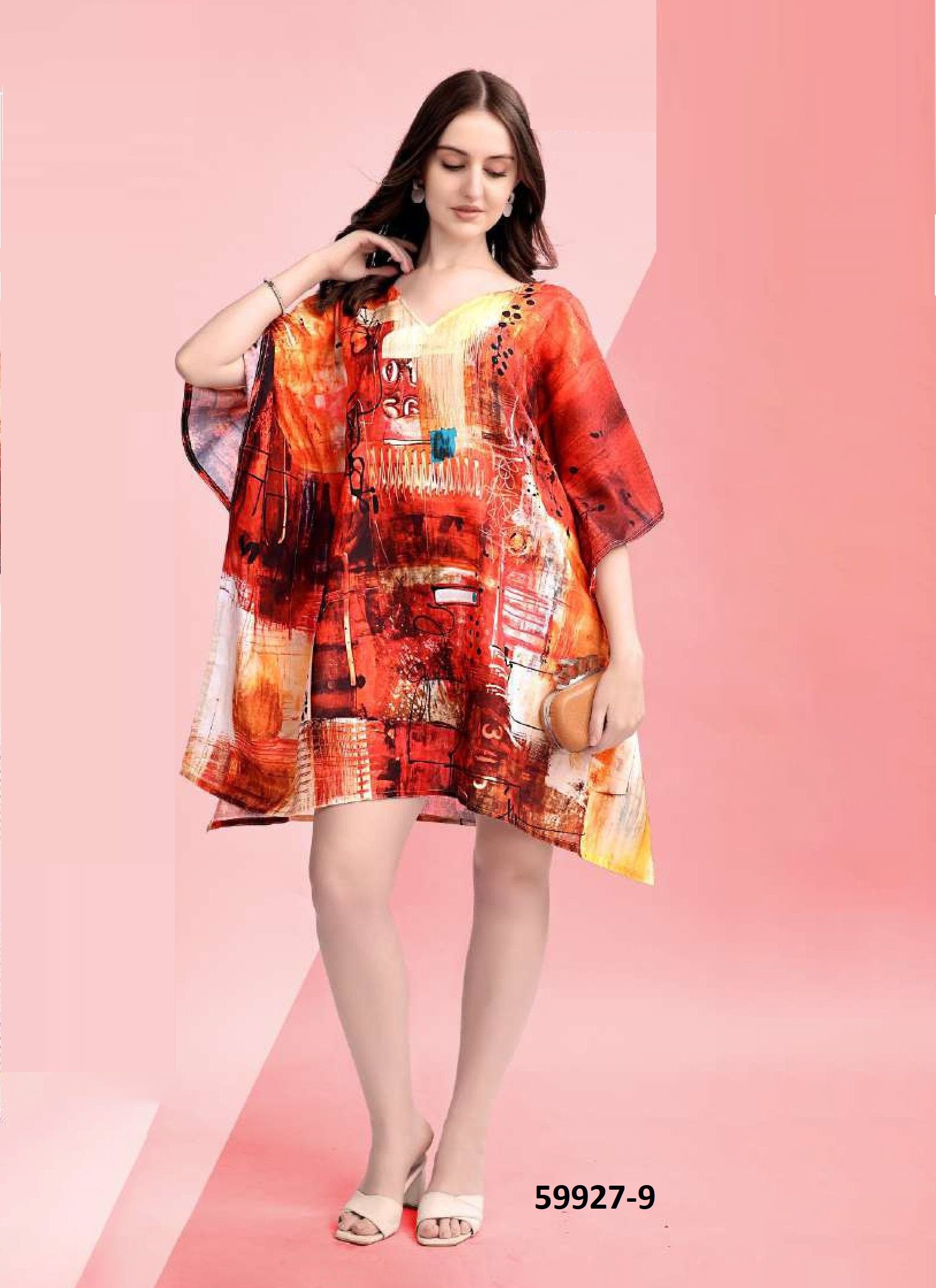 COTTON FEEL KURTI KAFTAN 2 - Catalog # 59927 (Set of 8 Kaftans / Ponchos) by Brand MEHERIYA COTTON FEEL KURTI KAFTAN 2 - Catalog # 59927 (Set of 8 Kaftans / Ponchos) by Brand MEHERIYA