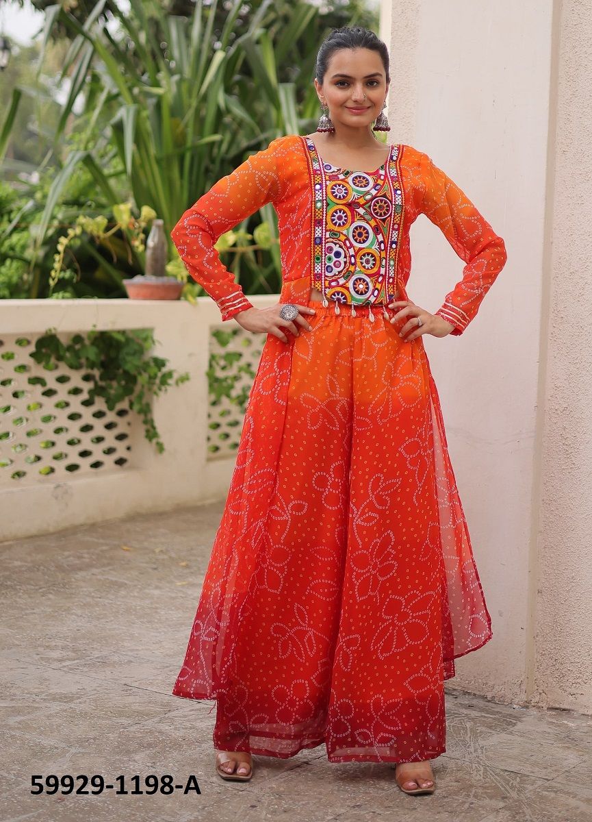 NAVRATRI SERIES 1198 (CO-ORD SET) - Catalog # 59929 (Set of 2 Tops With Bottoms) by Brand MEHERIYA NAVRATRI SERIES 1198 (CO-ORD SET) - Catalog # 59929 (Set of 2 Tops With Bottoms) by Brand MEHERIYA