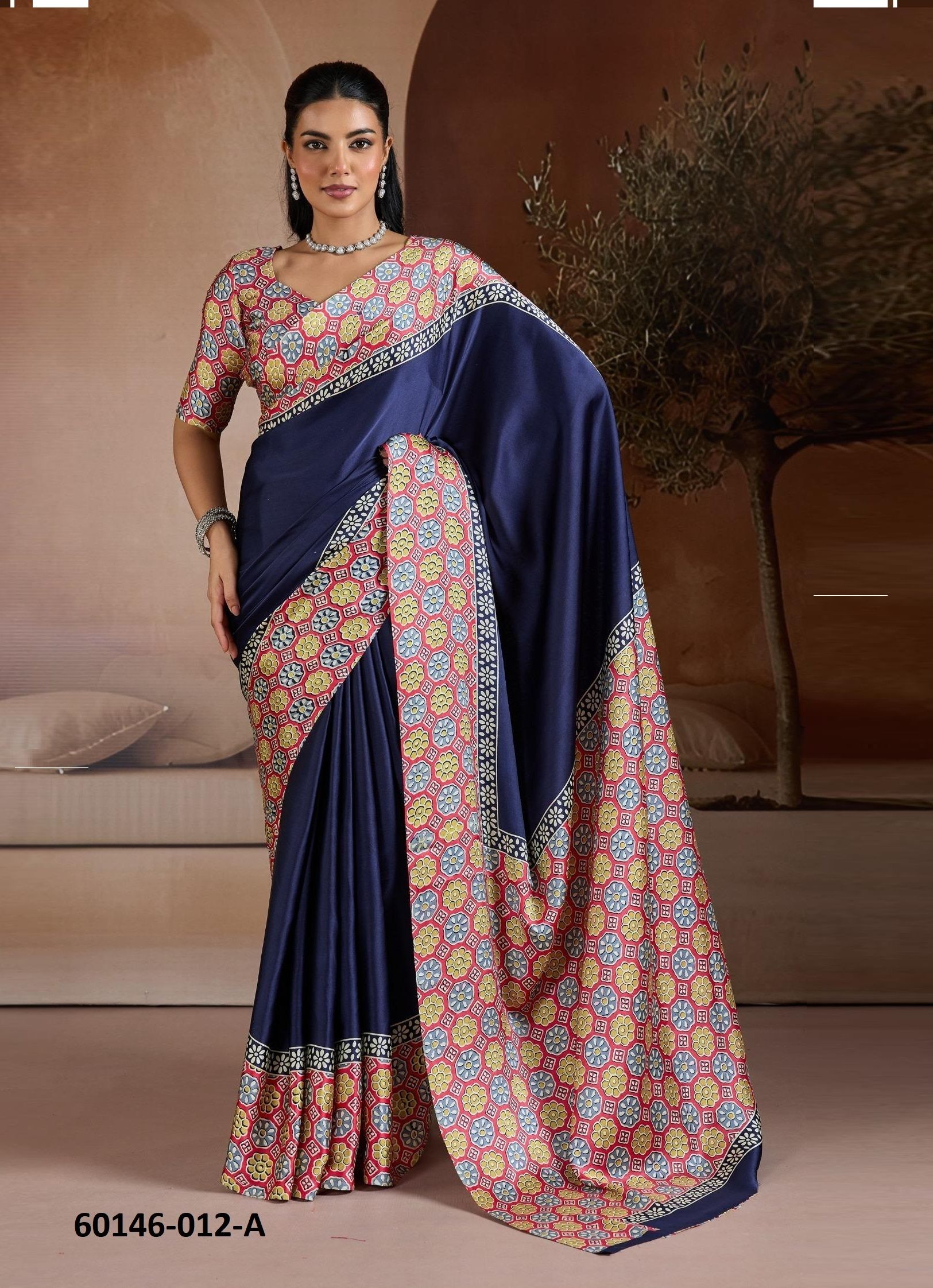 PURE AJRAKH PRINT 12 - Catalog # 60146 (Set of 6 Sarees) by Brand RAJTEX FABRICS PURE AJRAKH PRINT 12 - Catalog # 60146 (Set of 6 Sarees) by Brand RAJTEX FABRICS