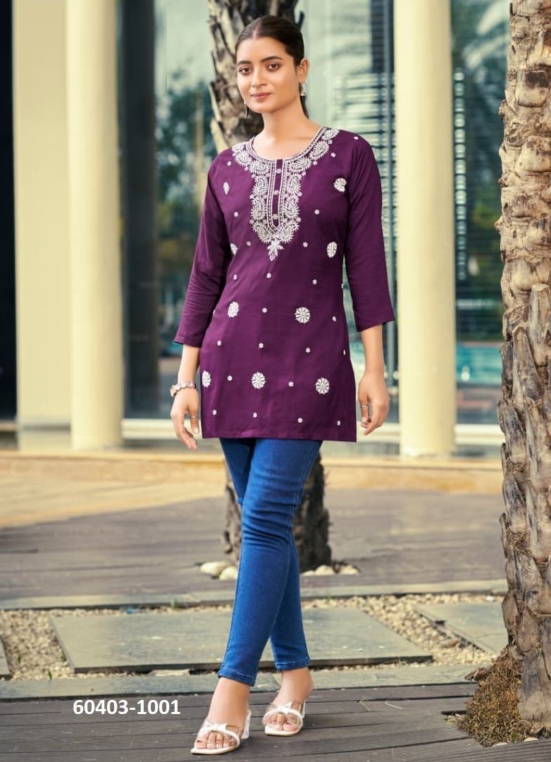 NORA 7 - Catalog # 60403 (Set of 6 Readymade Women's Kurtis / Tops) MADE IN INDIA BY OSSM NORA 7 - Catalog # 60403 (Set of 6 Readymade Women's Kurtis / Tops) MADE IN INDIA BY OSSM