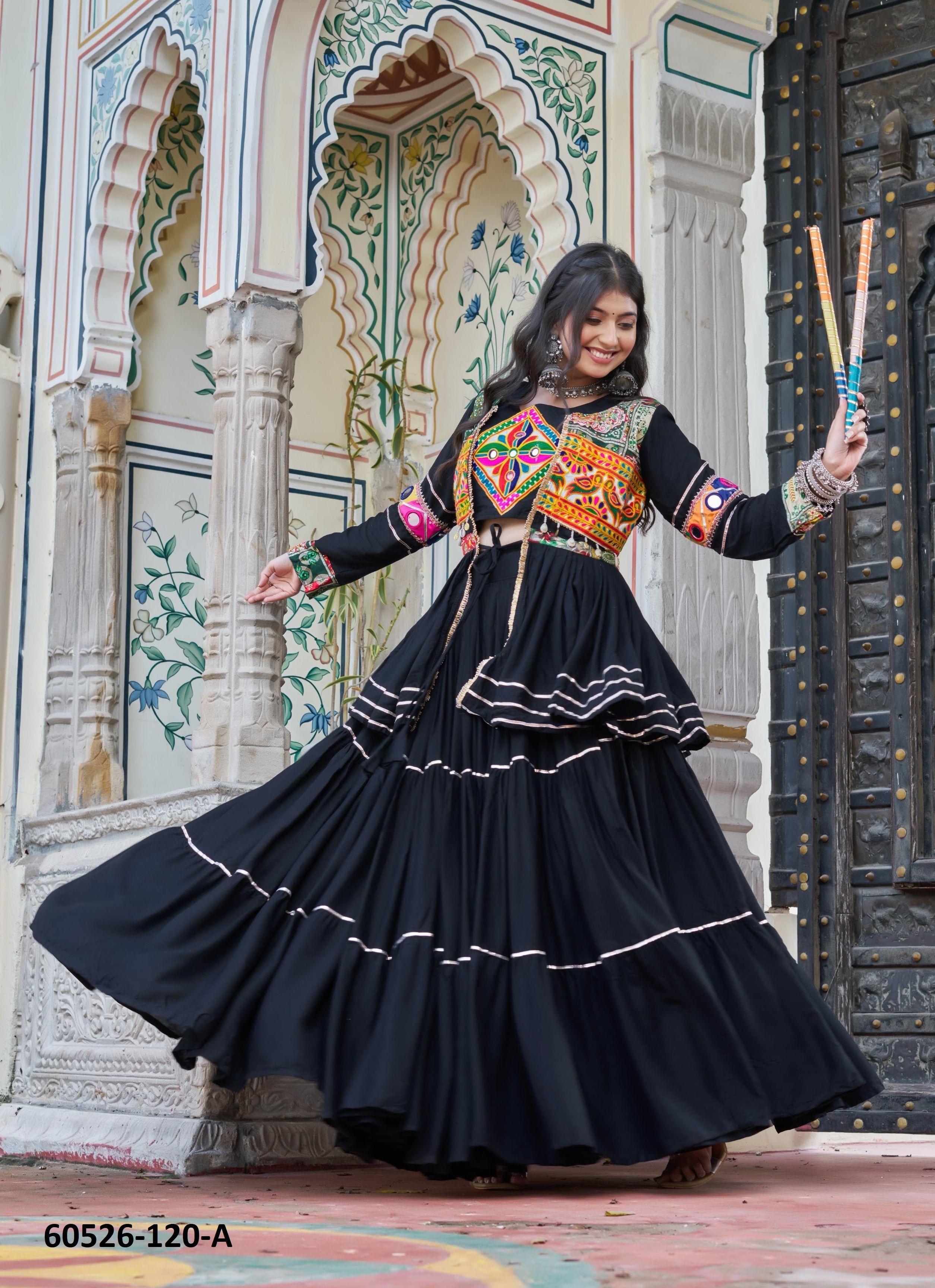 NAVRATRI WEAR 120 - Catalog # 60526 (Set of 3 Readymade Lehengas) MADE IN INDIA BY MEHERIYA NAVRATRI WEAR 120 - Catalog # 60526 (Set of 3 Readymade Lehengas) MADE IN INDIA BY MEHERIYA