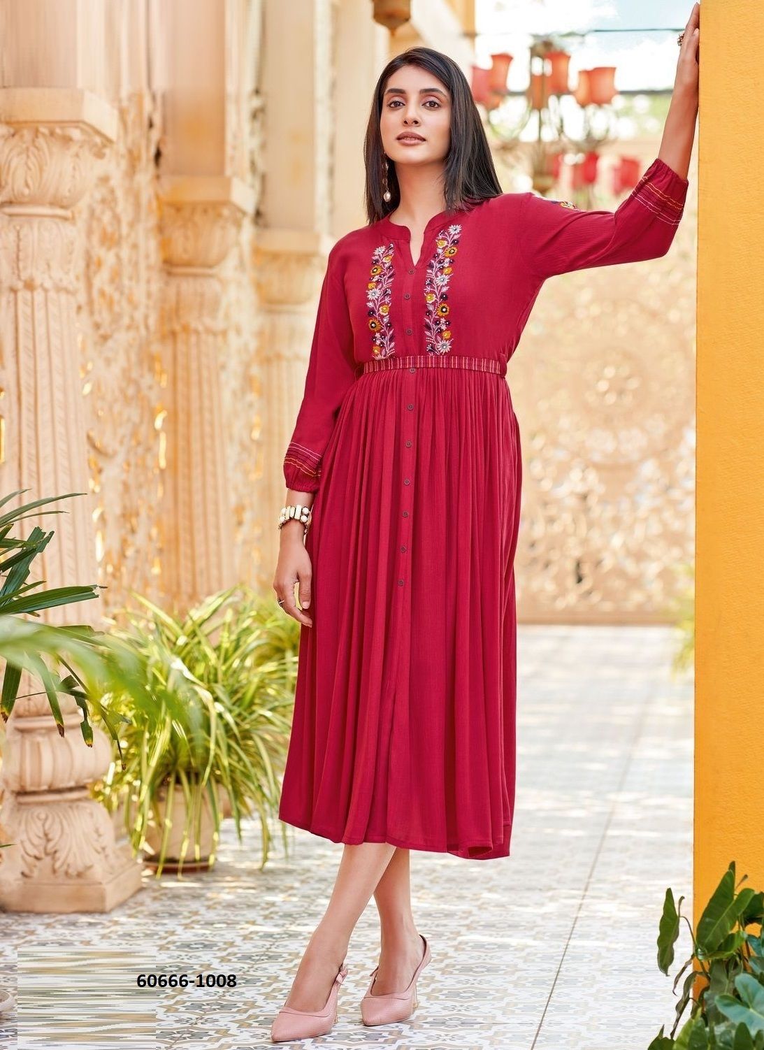ASHMIN 2 - Catalog # 60666 (Set of 6 Readymade Women's Kurtis / Tops) MADE IN INDIA BY KADLEE FASHION