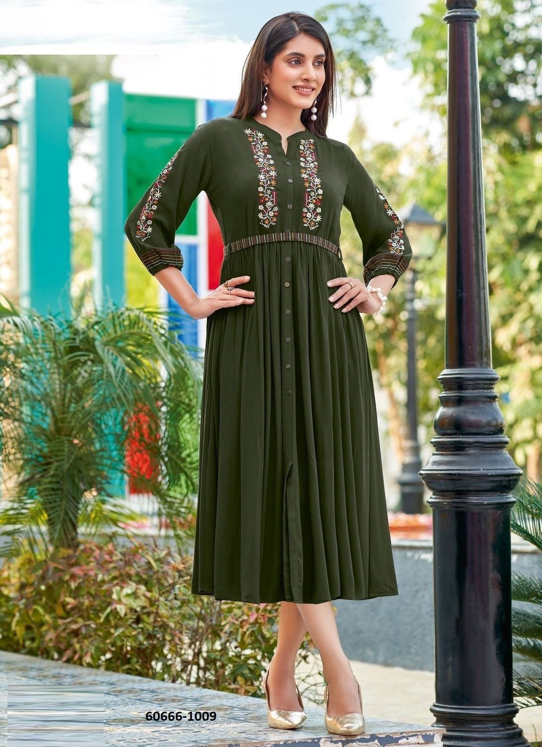 ASHMIN 2 - Catalog # 60666 (Set of 6 Readymade Women's Kurtis / Tops) MADE IN INDIA BY KADLEE FASHION