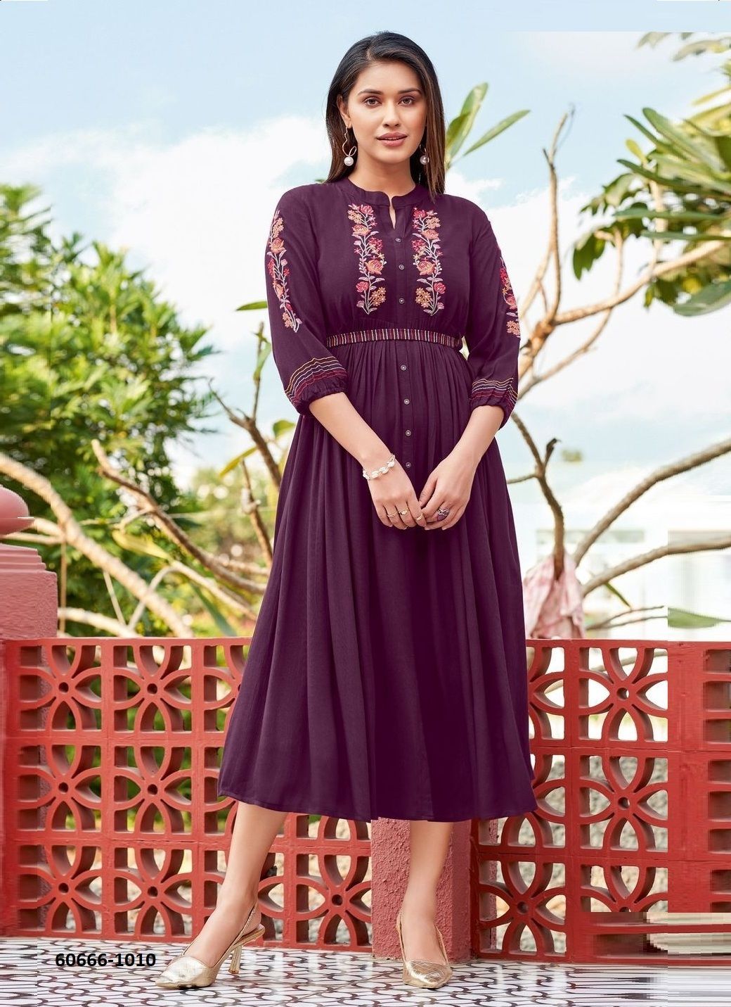 ASHMIN 2 - Catalog # 60666 (Set of 6 Readymade Women's Kurtis / Tops) MADE IN INDIA BY KADLEE FASHION