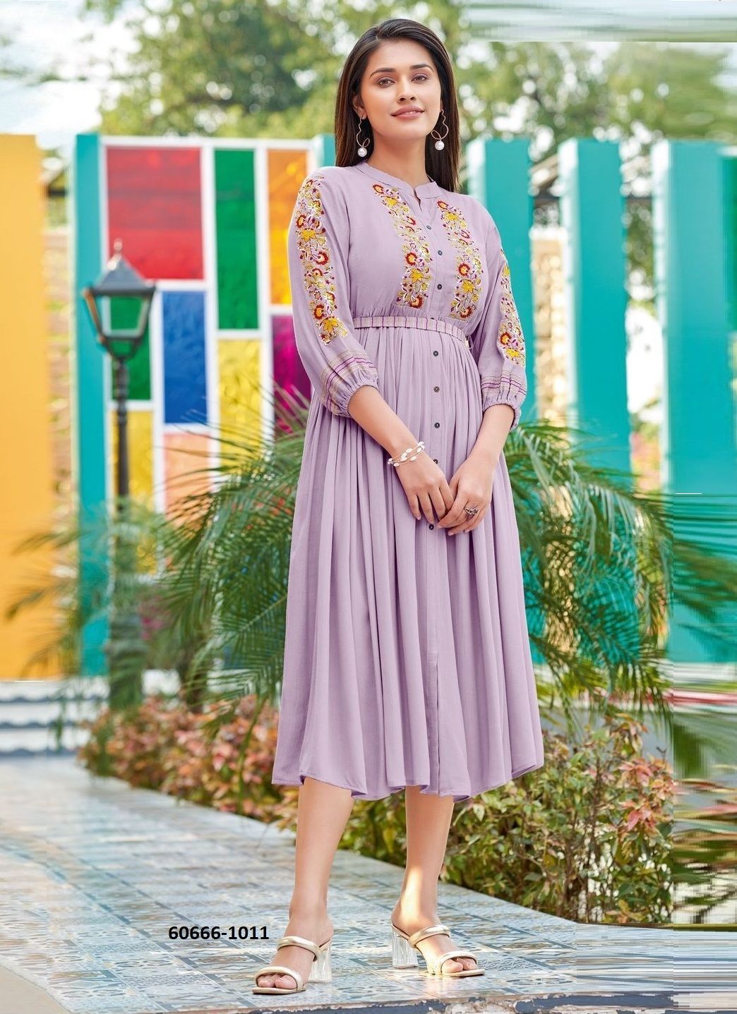 ASHMIN 2 - Catalog # 60666 (Set of 6 Readymade Women's Kurtis / Tops) MADE IN INDIA BY KADLEE FASHION
