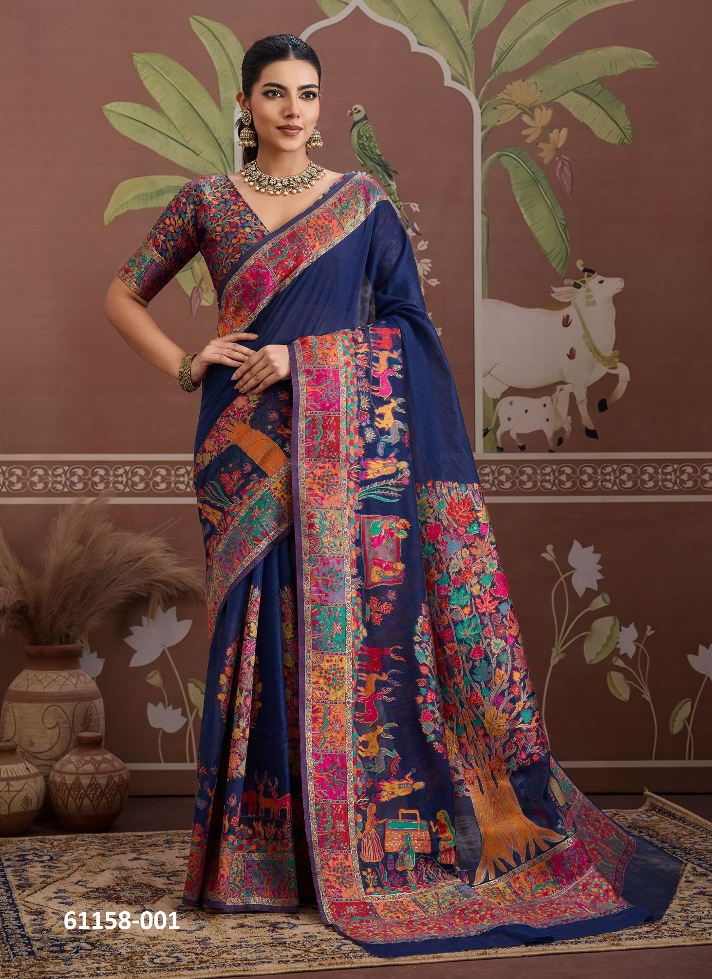 PURE KASHMIRI - Catalog # 61158 (Set of 6 Sarees) MADE IN INDIA BY RAJTEX FABRICS PURE KASHMIRI - Catalog # 61158 (Set of 6 Sarees) MADE IN INDIA BY RAJTEX FABRICS