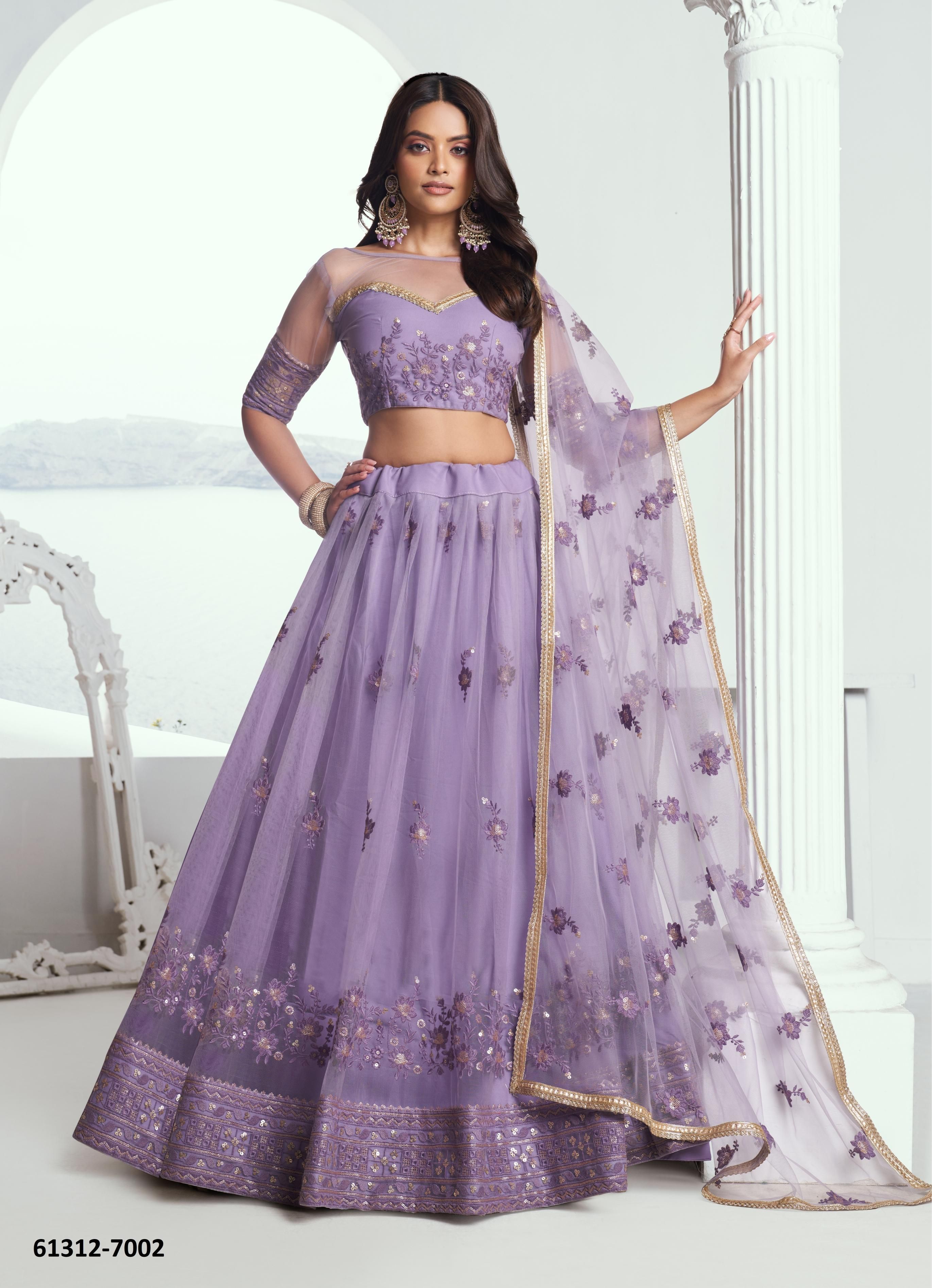 CHANDRAKALA 1 - Catalog # 61312 (Set of 5 Semi-Stitched Lehengas) by Narayani Fashion House