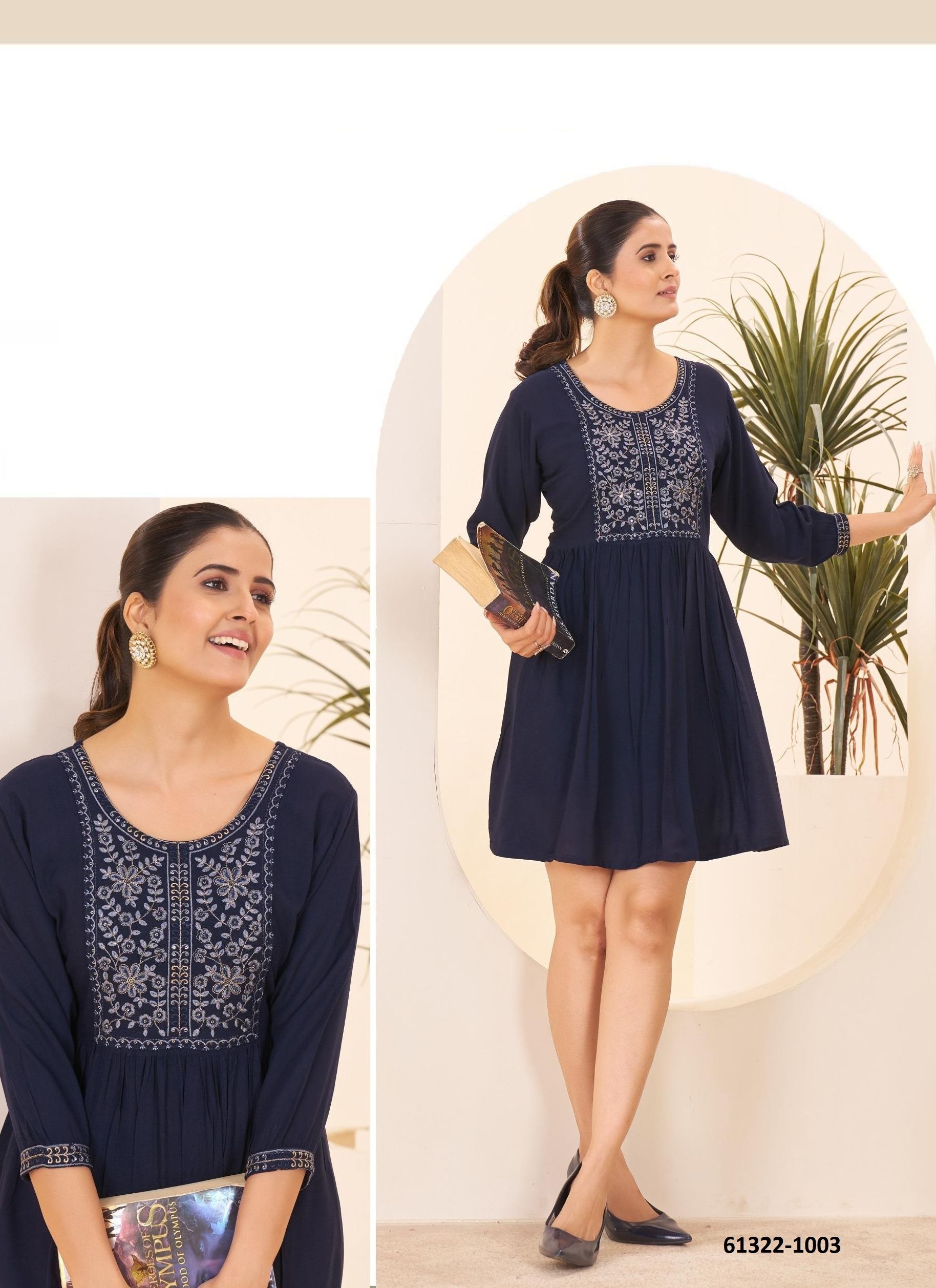 VENEZIA - Catalog # 61322 (Set of 4 Readymade Women's Kurtis / Tops) by Blue Hills