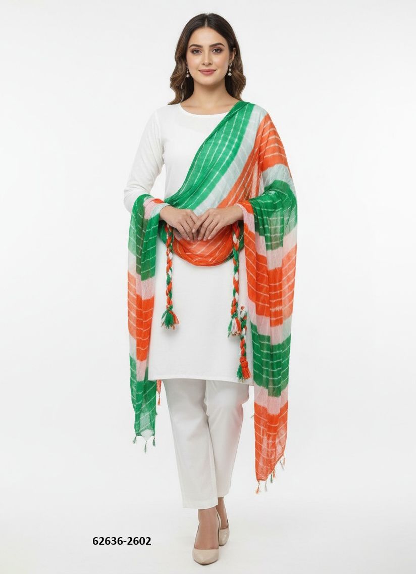 REPUBLIC DAY TIRANGA LEHERIYA DUPATTA - Catalog # 62636 (Set of 20 Only Dupattas) by Desi Muse REPUBLIC DAY TIRANGA LEHERIYA DUPATTA - Catalog # 62636 (Set of 20 Only Dupattas) by Desi Muse