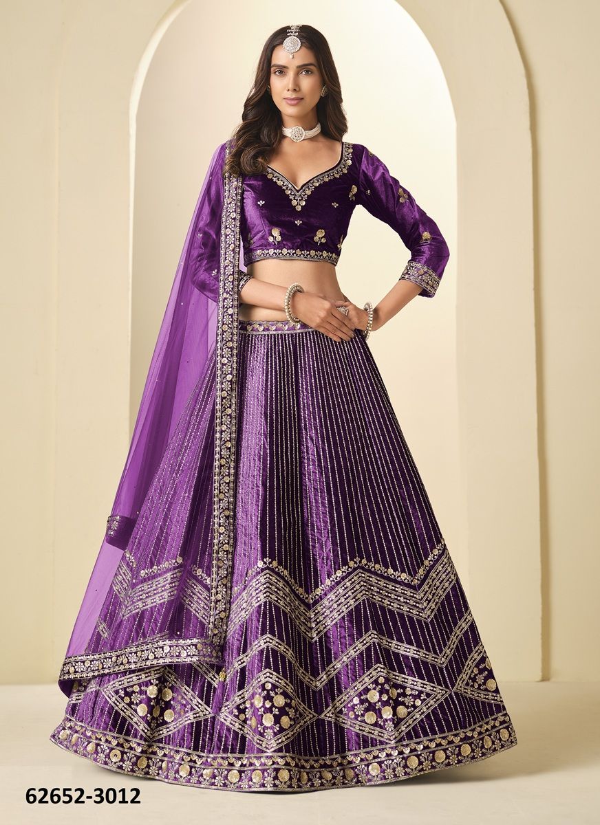 MEHVISH 31 - Catalog # 62652 (Set of 4 Semi-Stitched Lehengas) by Jagraasa