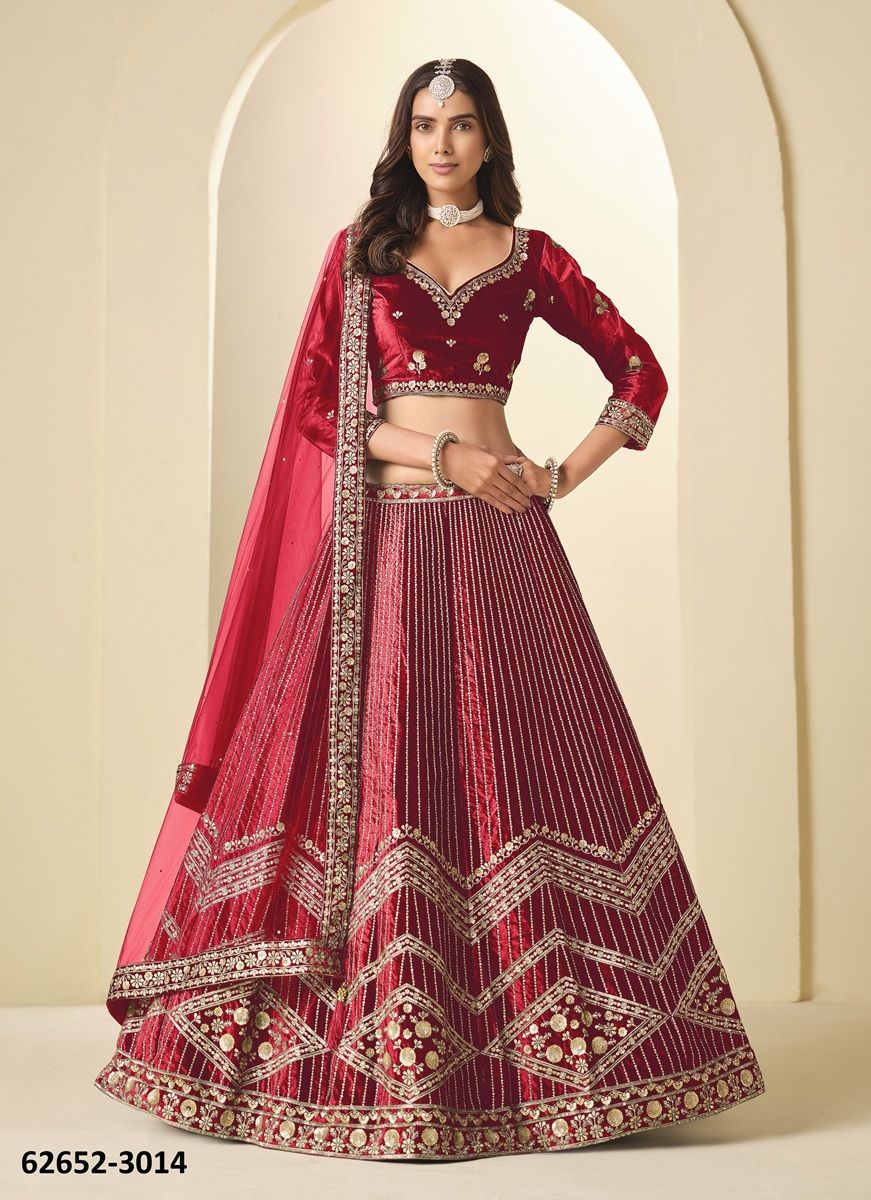MEHVISH 31 - Catalog # 62652 (Set of 4 Semi-Stitched Lehengas) by Jagraasa