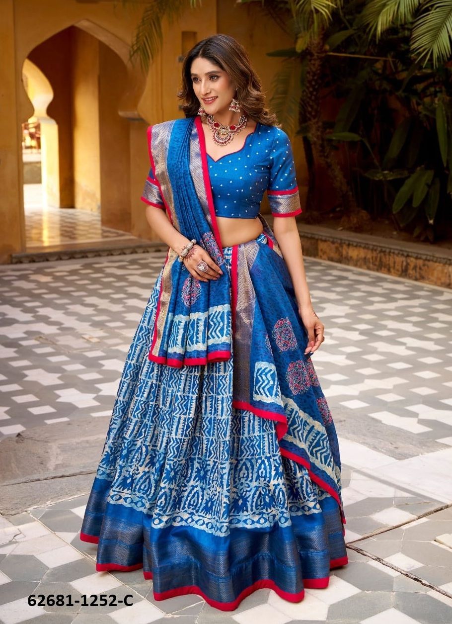 ZARAKH - Catalog # 62681 (Set of 4 Semi-Stitched Lehengas) by Meheriya