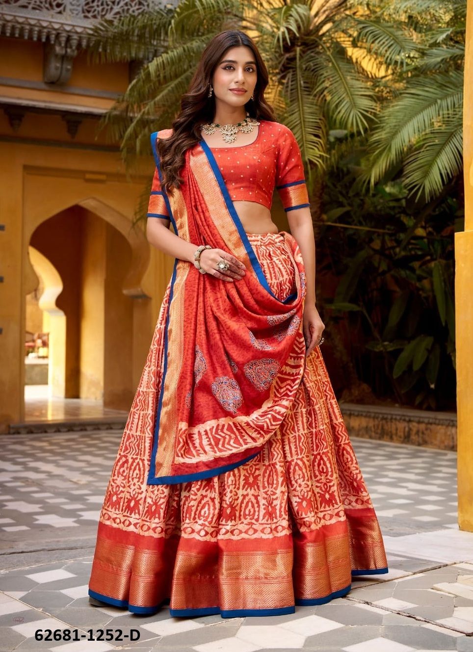 ZARAKH - Catalog # 62681 (Set of 4 Semi-Stitched Lehengas) by Meheriya