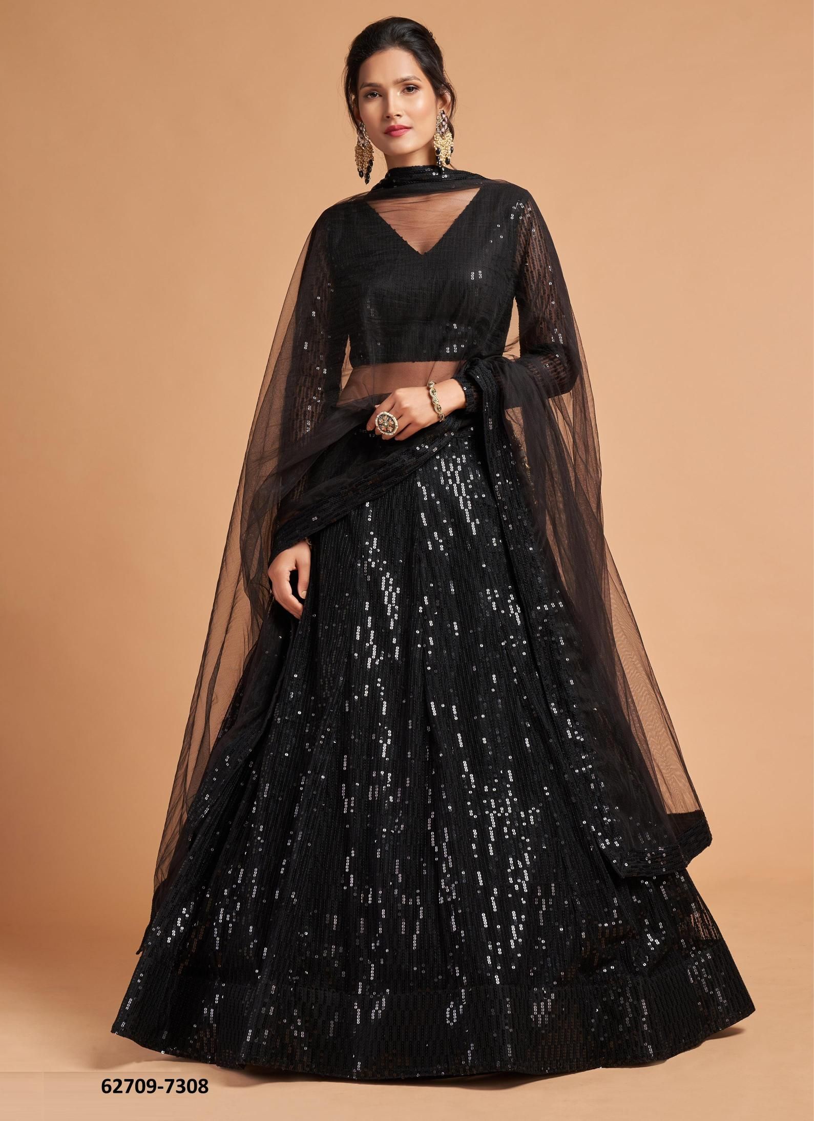 NEO ROMANTIC 2 - Catalog # 62709 (Set of 10 Semi-Stitched Lehengas) by Desi Muse