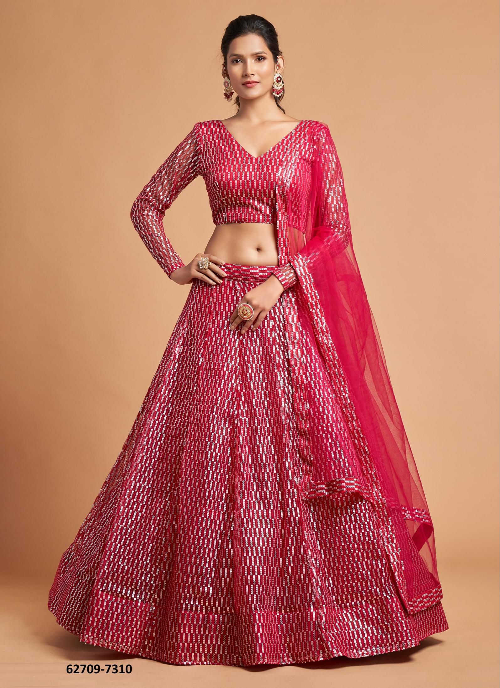 NEO ROMANTIC 2 - Catalog # 62709 (Set of 10 Semi-Stitched Lehengas) by Desi Muse