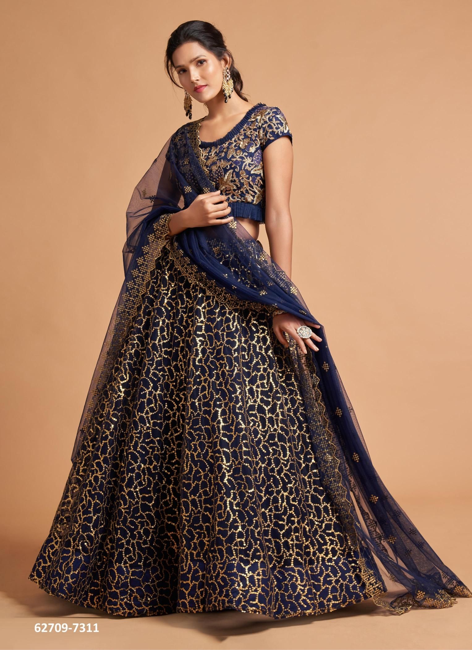 NEO ROMANTIC 2 - Catalog # 62709 (Set of 10 Semi-Stitched Lehengas) by Desi Muse