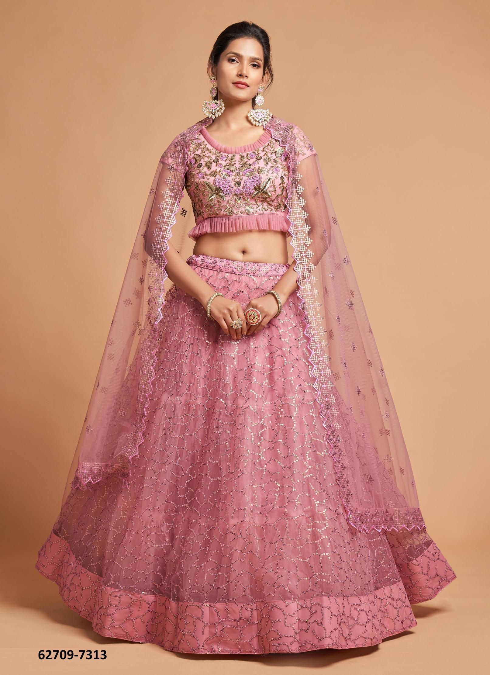 NEO ROMANTIC 2 - Catalog # 62709 (Set of 10 Semi-Stitched Lehengas) by Desi Muse