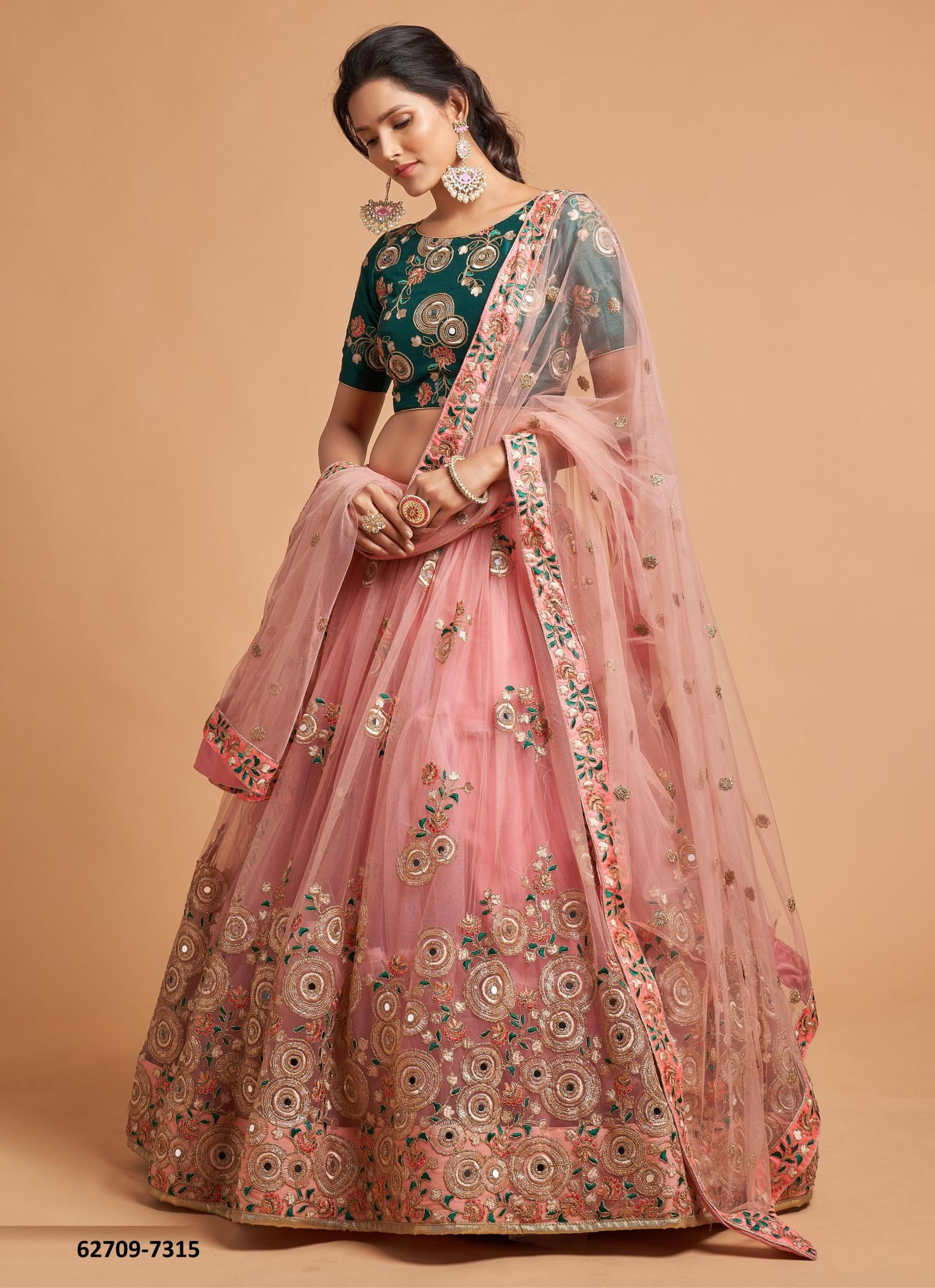 NEO ROMANTIC 2 - Catalog # 62709 (Set of 10 Semi-Stitched Lehengas) by Desi Muse